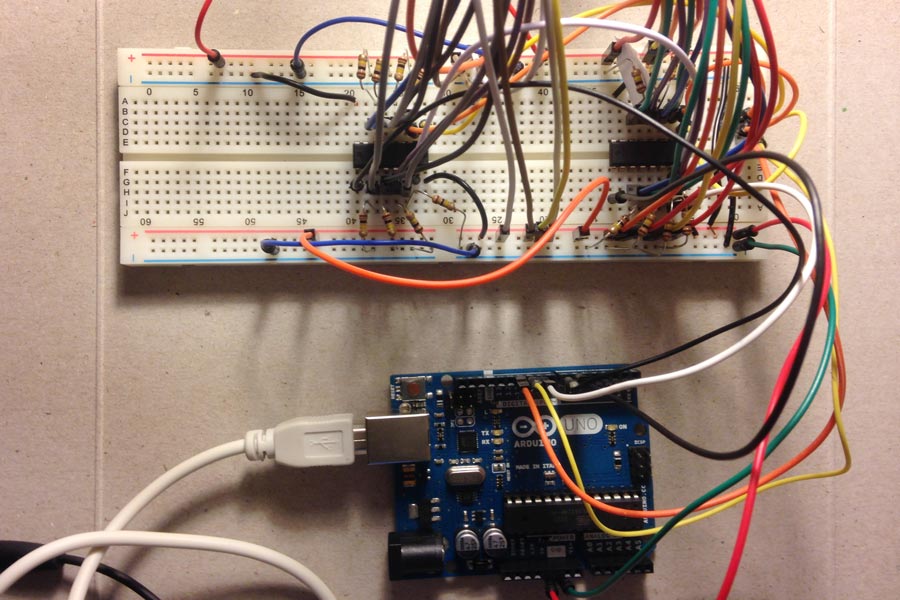 multiple shift registers wired in parallel to an arduino